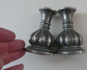 1930s / 1940s JUST ANDERSEN Danish Pewter PAIR of Dwarf Candlesticks