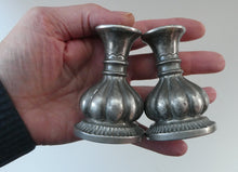 Load image into Gallery viewer, 1930s / 1940s JUST ANDERSEN Danish Pewter PAIR of Dwarf Candlesticks
