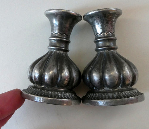 1930s / 1940s JUST ANDERSEN Danish Pewter PAIR of Dwarf Candlesticks