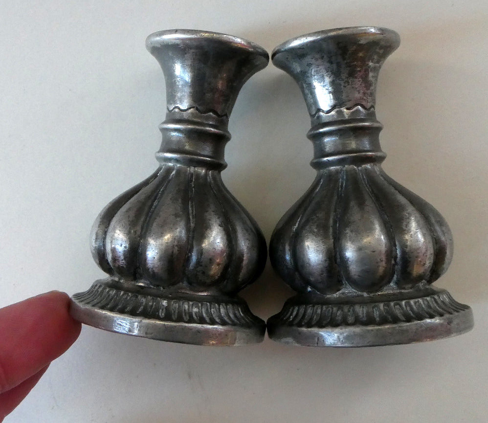 1930s / 1940s JUST ANDERSEN Danish Pewter PAIR of Dwarf Candlesticks