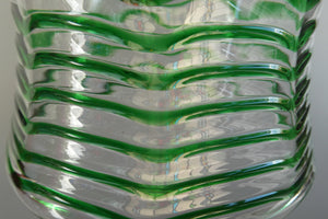 RARE Art Nouvean Clear Glass Vase with Applied Emerald Green Trails (probably Stuart & Sons). Height: 7 inches