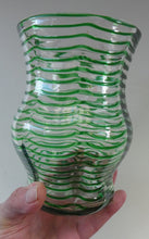 Load image into Gallery viewer, RARE Art Nouvean Clear Glass Vase with Applied Emerald Green Trails (probably Stuart &amp; Sons). Height: 7 inches
