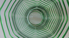 Load image into Gallery viewer, RARE Art Nouvean Clear Glass Vase with Applied Emerald Green Trails (probably Stuart &amp; Sons). Height: 7 inches
