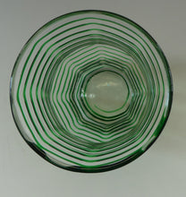 Load image into Gallery viewer, RARE Art Nouvean Clear Glass Vase with Applied Emerald Green Trails (probably Stuart &amp; Sons). Height: 7 inches
