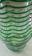 Load image into Gallery viewer, RARE Art Nouvean Clear Glass Vase with Applied Emerald Green Trails (probably Stuart &amp; Sons). Height: 7 inches
