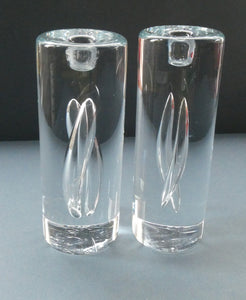 1990s Large Timo Sarpaneva Chunky Clear Glass "JANUS" Candlestick for Iittala