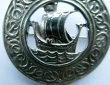 Load image into Gallery viewer, Vintage 1950s Celtic Design Hallmarked Silver Brooch by Robert Allison with Viking Ship Design
