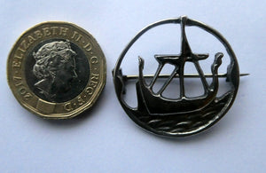 Vintage 1930s SHIPTON & Co. Brooch with Viking Ship Pattern. Chester Hallmark for 1936 Media 1 of 12
