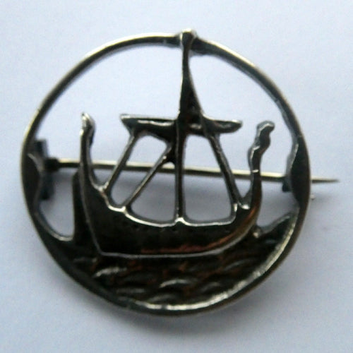 Vintage 1930s SHIPTON & Co. Brooch with Viking Ship Pattern. Chester Hallmark for 1936 Media 1 of 12