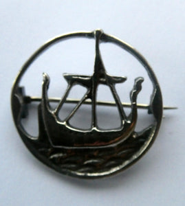 Vintage 1930s SHIPTON & Co. Brooch with Viking Ship Pattern. Chester Hallmark for 1936 Media 1 of 12