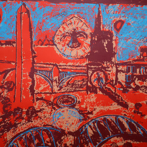 SCOTTISH ART. Contemporary Original Pencil Signed Screenprint by Paul Furneaux. Demon on Calton Hill. Signed & Dated 1987