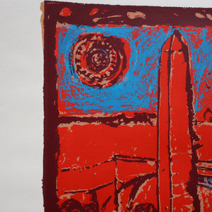 SCOTTISH ART. Contemporary Original Pencil Signed Screenprint by Paul Furneaux. Demon on Calton Hill. Signed & Dated 1987