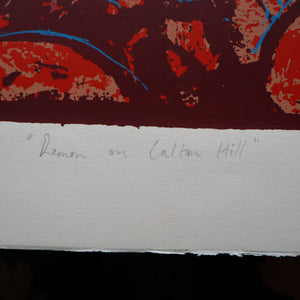 SCOTTISH ART. Contemporary Original Pencil Signed Screenprint by Paul Furneaux. Demon on Calton Hill. Signed & Dated 1987