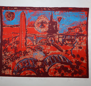 SCOTTISH ART. Contemporary Original Pencil Signed Screenprint by Paul Furneaux. Demon on Calton Hill. Signed & Dated 1987