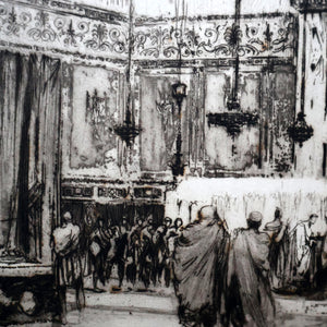 LISTED ARTIST: William Walcot (1874 - 1943). Large Etching entitled "The Atrium to a House of a Patrician, Rome". Signed in Pencil