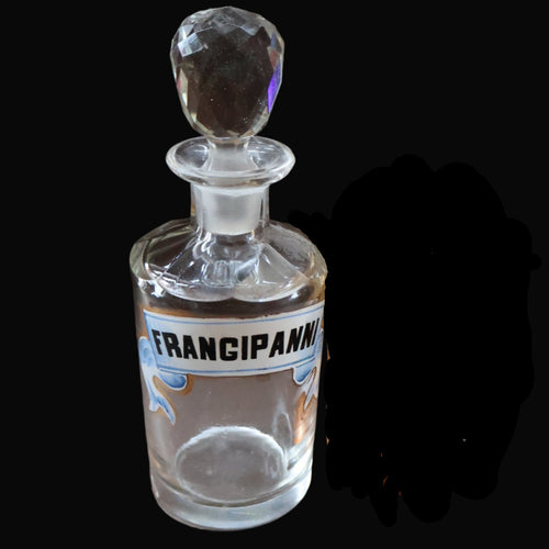 RARE Antique French Glass Perfume Oil Bottle. Baccarat Design. FRANGIPANNI