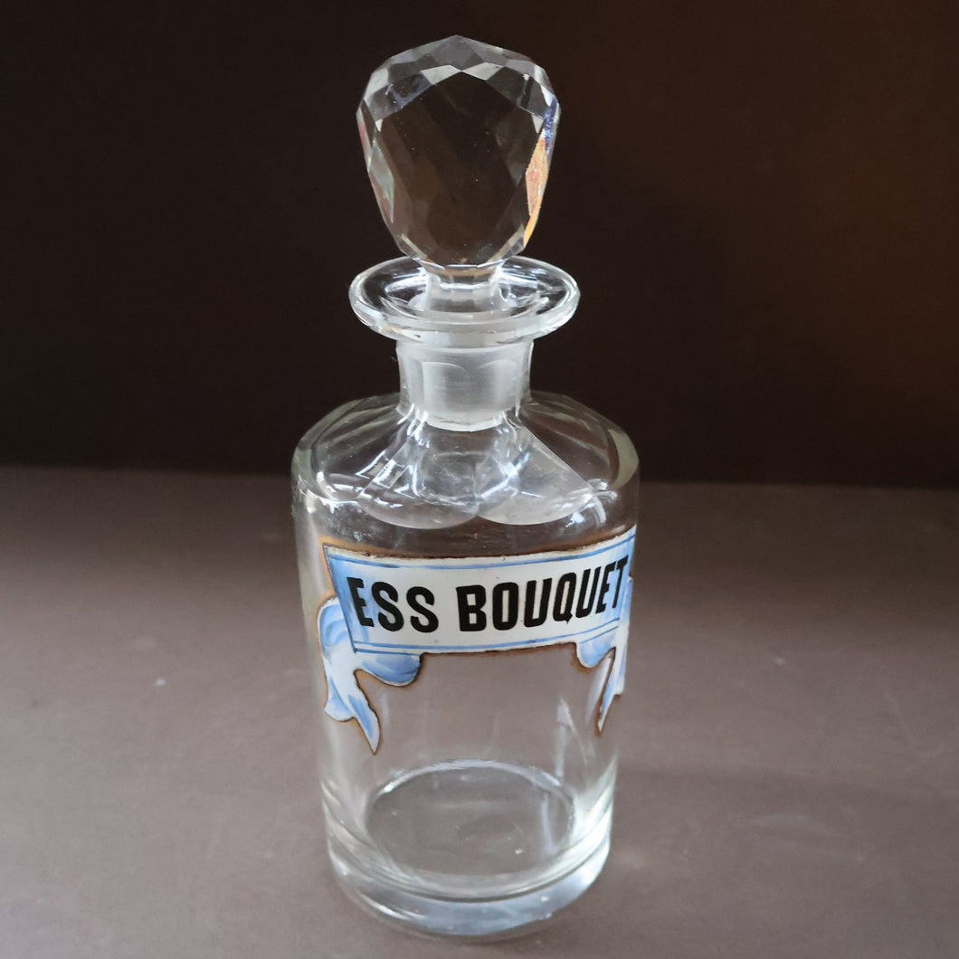 RARE Antique French Glass Perfume Oil Bottle. Baccarat Design. ESS BOUQUET