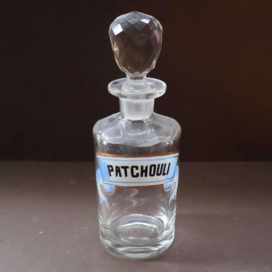 RARE Antique French Glass Perfume Oil Bottle. Baccarat Design. PATCHOULI