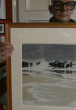 Load image into Gallery viewer, 1930s Original German COLOUR WOODCUT Entitled &quot;Breakers&quot; by Oscar Droege. Pencil Signed. FRAMED
