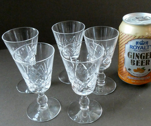 Set of FIVE Vintage EDINBURGH CRYSTAL Liqueur or Sherry Glasses