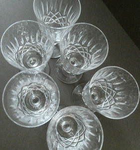 EDINBURGH CRYSTAL. Set of SIX Matching Sherry or Liqueur Glasses. Appin Pattern