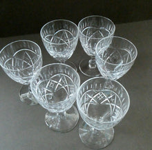 Load image into Gallery viewer, Edinburgh Crystal Set of Six Small Sherry or Liqueur Glasses. 4 inches high
