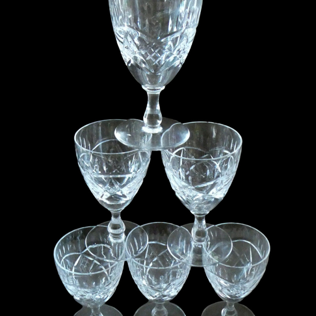 Edinburgh Crystal Set of Six Small Sherry or Liqueur Glasses. 4 inches high