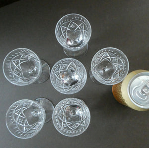 Edinburgh Crystal Set of Six Small Sherry or Liqueur Glasses. 4 inches high