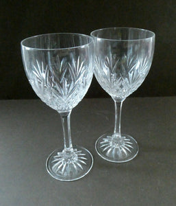 1990s Edinburgh Crystal Tall White Wine Glasses. TWEED Pattern. Set of Six