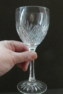 1990s Edinburgh Crystal Tall White Wine Glasses. TWEED Pattern. Set of Six