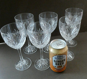 1990s Edinburgh Crystal Tall White Wine Glasses. TWEED Pattern. Set of Six