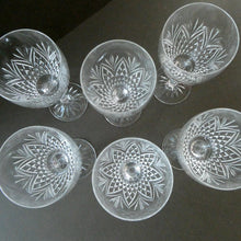 Load image into Gallery viewer, 1990s Edinburgh Crystal Tall White Wine Glasses. TWEED Pattern. Set of Six
