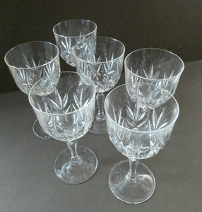 Vintage Edinburgh Crystal Tall White Wine Glasses. Set of Six. 5 3/4 inches