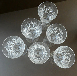 Set of Six 1960s EDINBURGH CRYSTAL Matching Wine Glasses. GLENSHEE Pattern