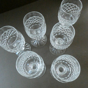 Vintage 1960s Edinburgh Crystal Tall White Wine Glasses. BRAEMAR Pattern