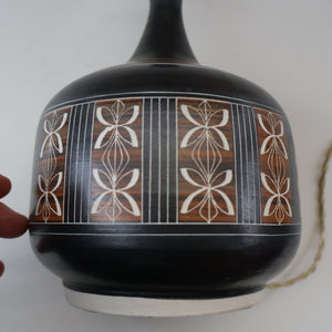 RARE Vintage 1960s Studio Pottery Decorative TABLE LAMP. Signed on the Base Ambleside