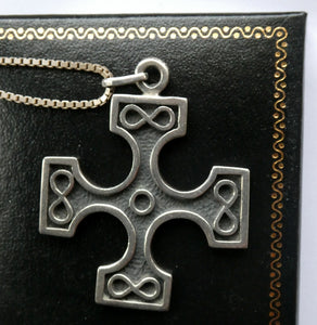 OLA GORIE. Hallmarked Scottish Silver Vintage 1970s Burrian Cross Pendant