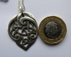 Scottish Silver Small Book of Kells Design Pendant or Necklace Designed by Ola Gorie