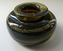 Load image into Gallery viewer, Isle of Wight Studio Glass by Michael Harris, c 1973. Squat Tortoiseshell Vase
