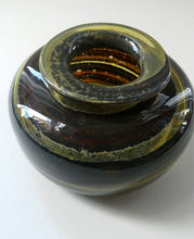 Load image into Gallery viewer, Isle of Wight Studio Glass by Michael Harris, c 1973. Squat Tortoiseshell Vase
