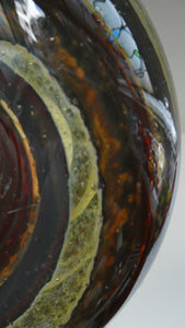 Isle of Wight Studio Glass by Michael Harris, c 1973. Squat Tortoiseshell Vase