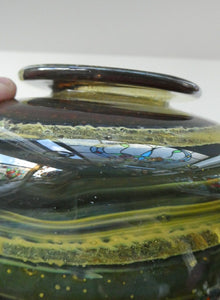 Isle of Wight Studio Glass by Michael Harris, c 1973. Squat Tortoiseshell Vase