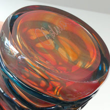 Load image into Gallery viewer, Unusual Vintage Red Glass MDINA Vase Decorated Externally with Applied Blue Trails
