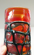 Load image into Gallery viewer, Unusual Vintage Red Glass MDINA Vase Decorated Externally with Applied Blue Trails
