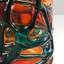 Load image into Gallery viewer, Unusual Vintage Red Glass MDINA Vase Decorated Externally with Applied Blue Trails
