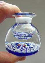 Load image into Gallery viewer, SCOTTISH GLASS. Vintage JOHN DEACONS Perfume Bottle Blue with Millefiori Canes. Thistle Canes
