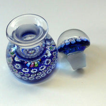 Load image into Gallery viewer, SCOTTISH GLASS. Vintage JOHN DEACONS Perfume Bottle Blue with Millefiori Canes. Thistle Canes
