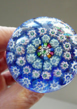 Load image into Gallery viewer, SCOTTISH GLASS. Vintage JOHN DEACONS Perfume Bottle Blue with Millefiori Canes. Thistle Canes
