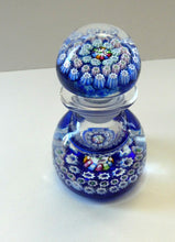 Load image into Gallery viewer, SCOTTISH GLASS. Vintage JOHN DEACONS Perfume Bottle Blue with Millefiori Canes. Thistle Canes
