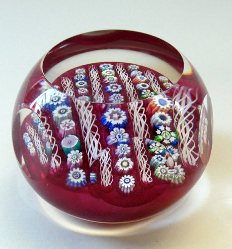 Linear Latticino Twists, Millefiori Canes & Polished Facets. JOHN DEACONS with Thistle Cane